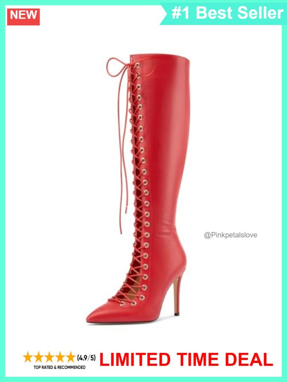 Womens Knee High Lace-Up Boots Pointed Toe Stiletto Heel Zipper Party Prom